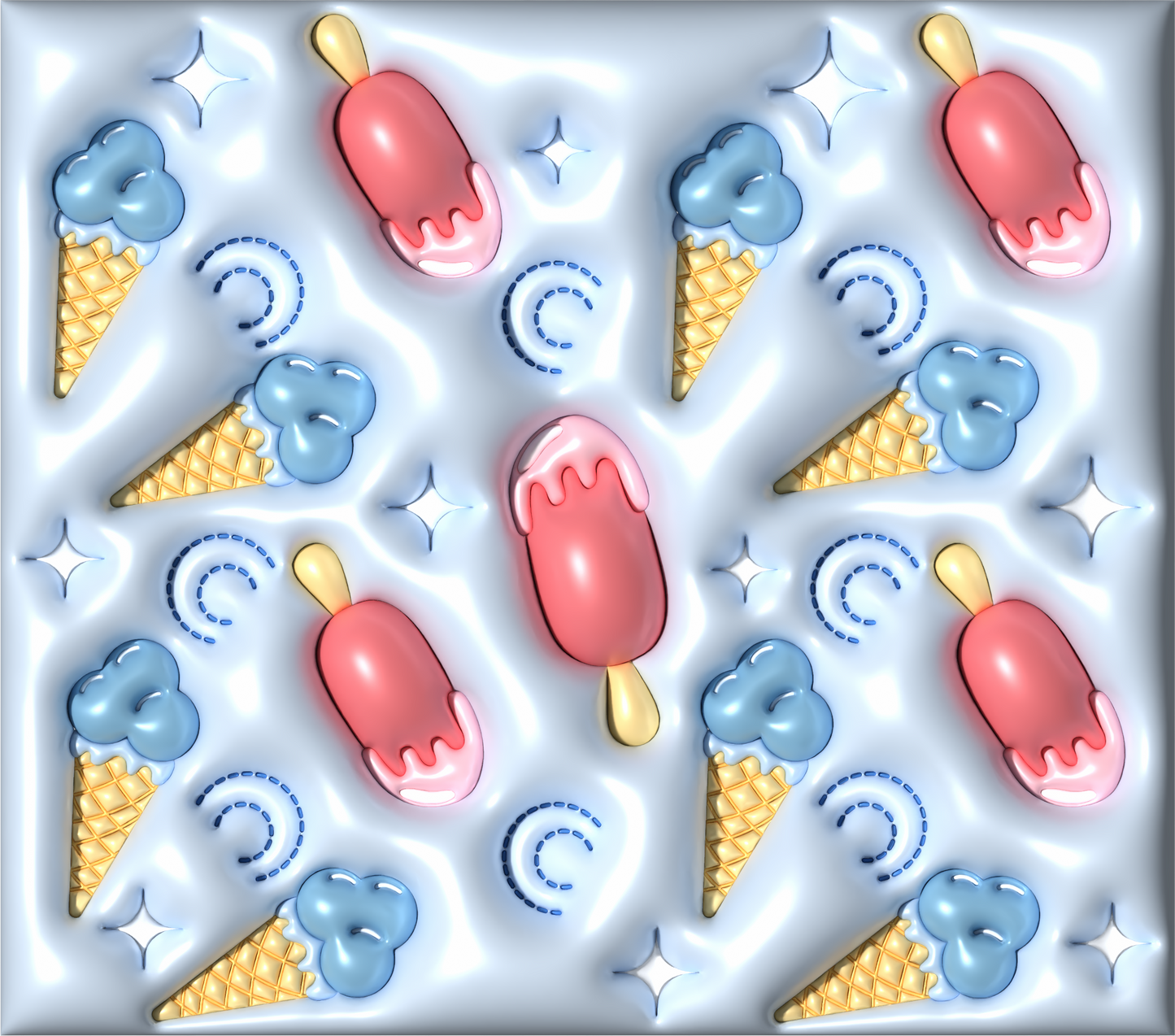 PUFF PINK/BLUE ICE CREAM CONES