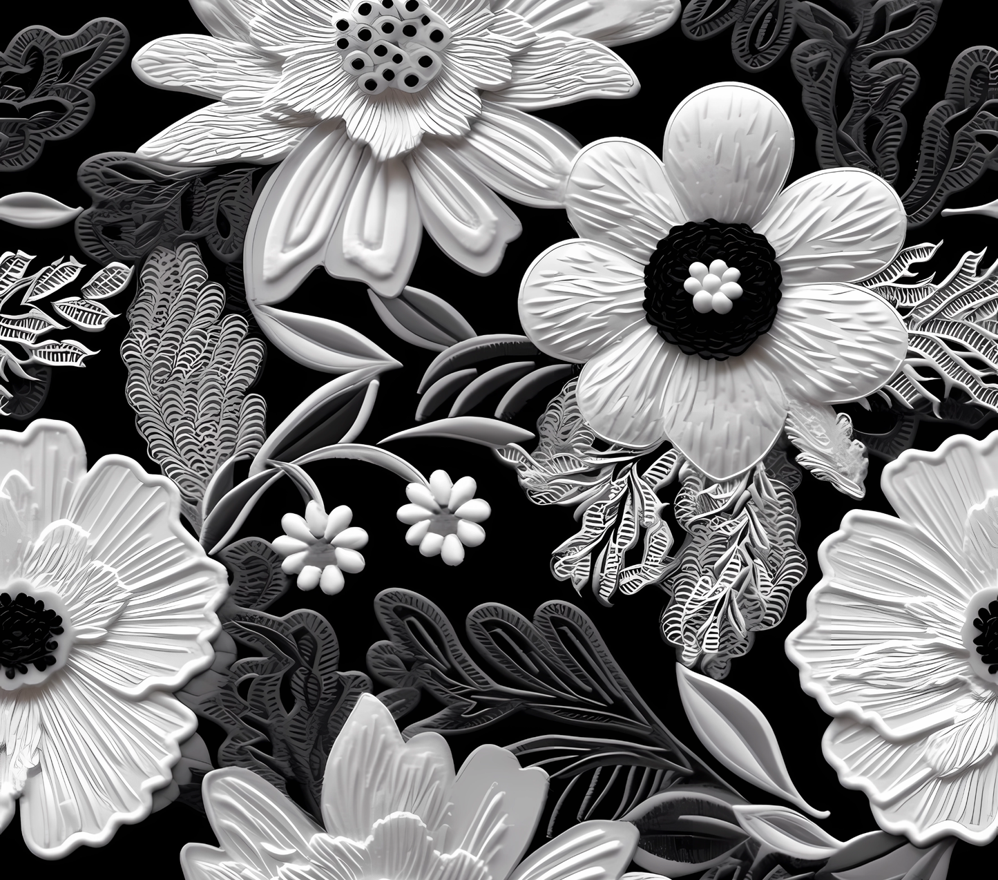 BLACK AND WHITE FLORAL