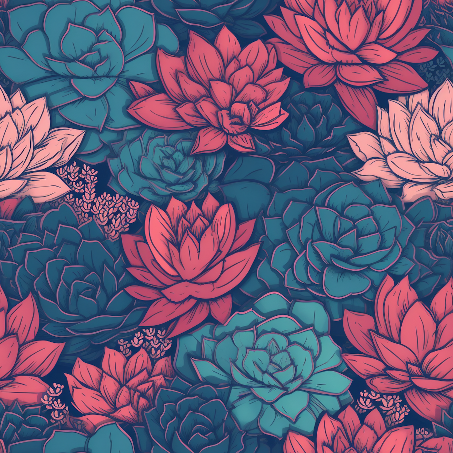PINK AND BLUE SUCCULENTS