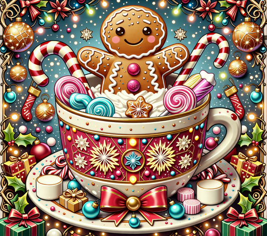 HOT COCOA GINGERBREAD MAN WITH CANDY CANES