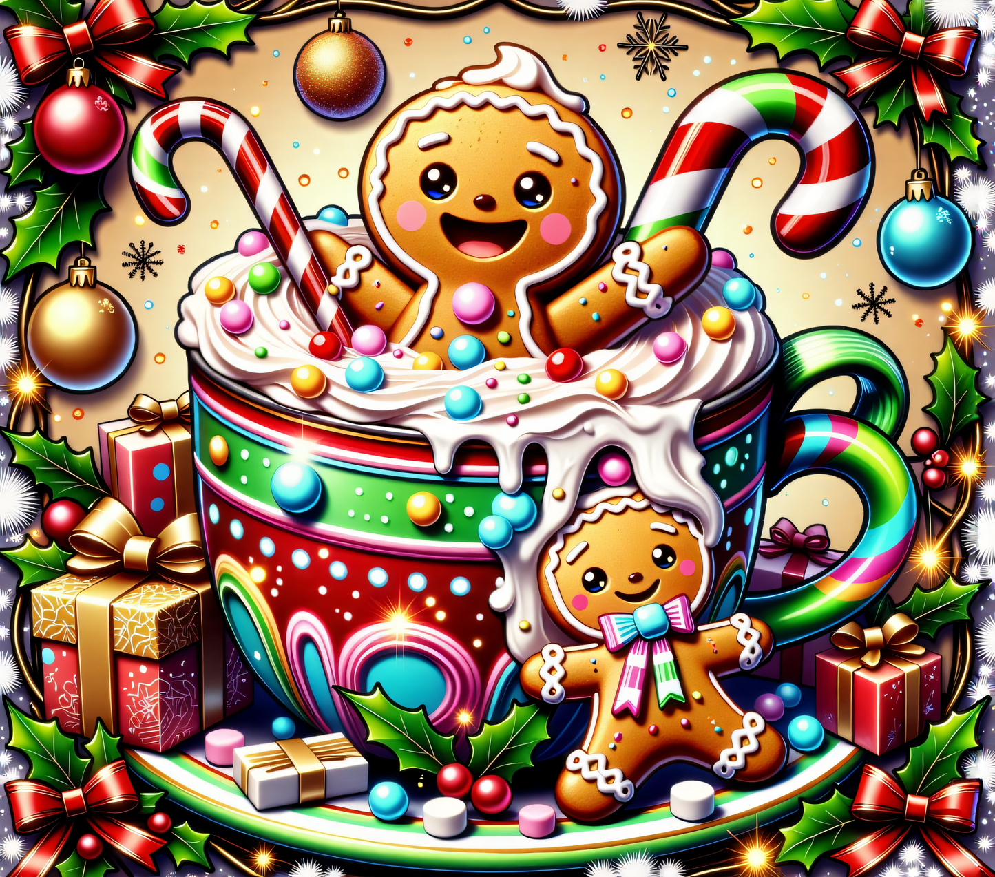 HOT COCOA GINGERBREAD MAN WITH CANDY CANES