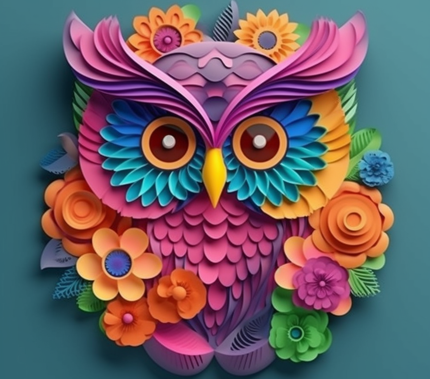 3D COLORFUL OWLS