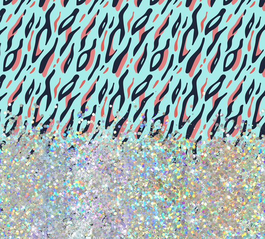 GREEN FLAME PRINT CUP GLITTER PEN/CUP COMBO