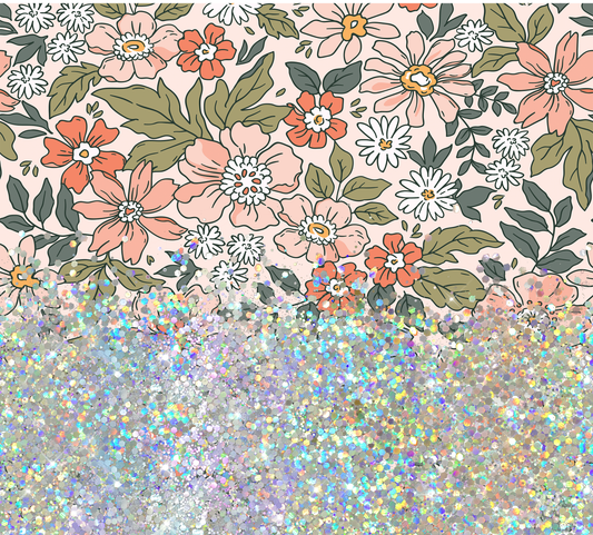 BOHO FLORAL GLITTER PEN/CUP COMBO