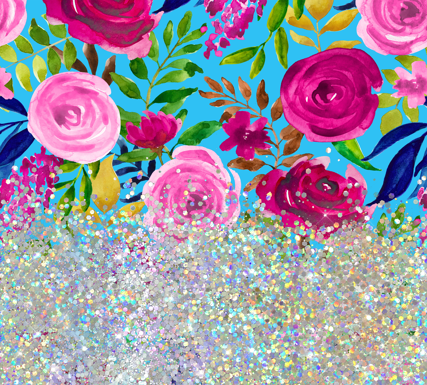 ROSE FLORAL GLITTER PEN/CUP COMBO
