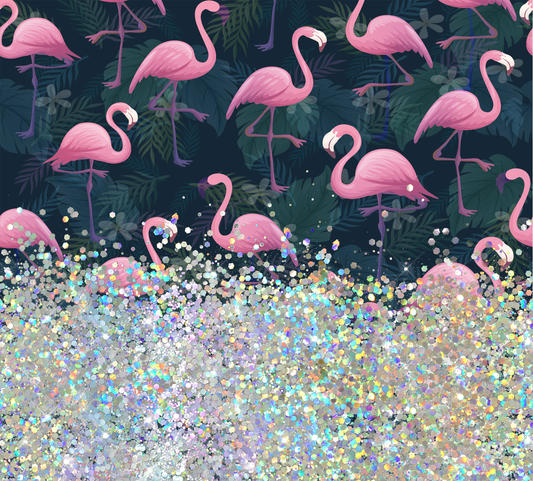 FLAMINGO PRINT CUP GLITTER PEN/CUP COMBO