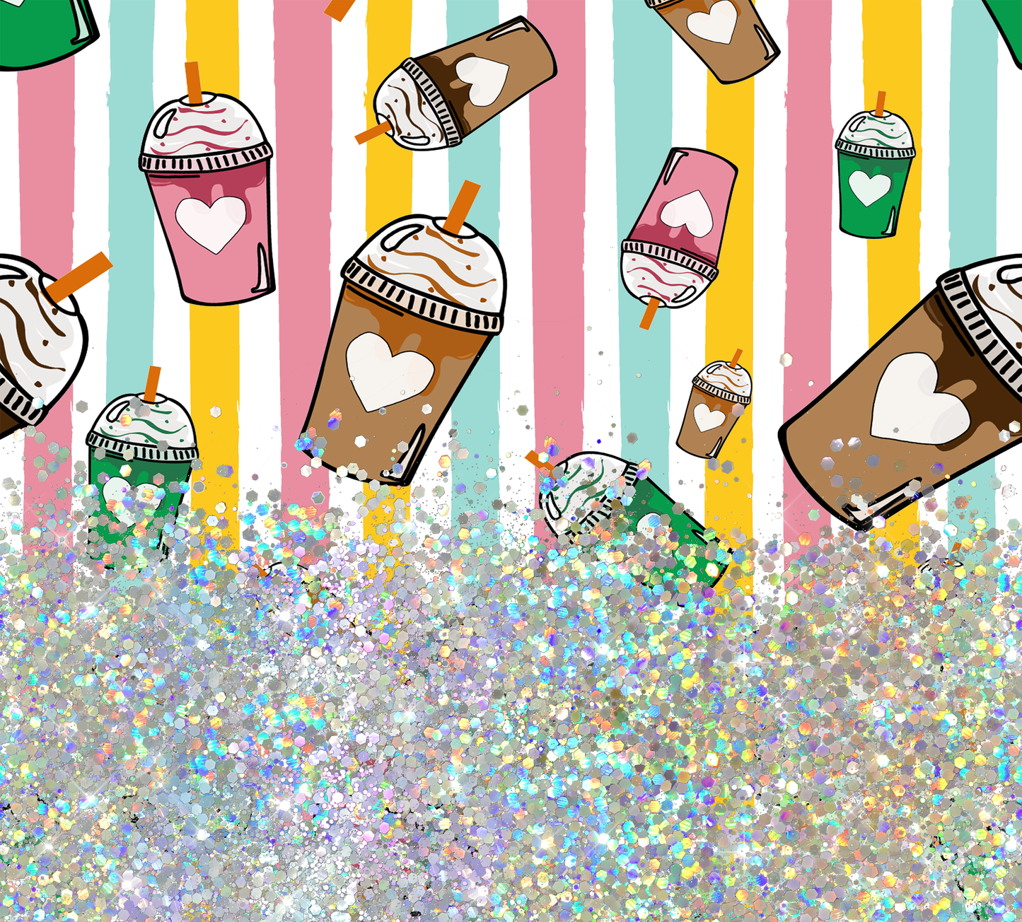 ICED COFFEE CUP GLITTER PEN/CUP COMBO