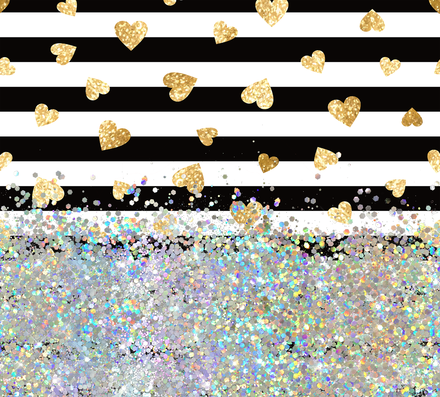 GOLD HEART STRIPED PRINT CUP GLITTER PEN/CUP COMBO