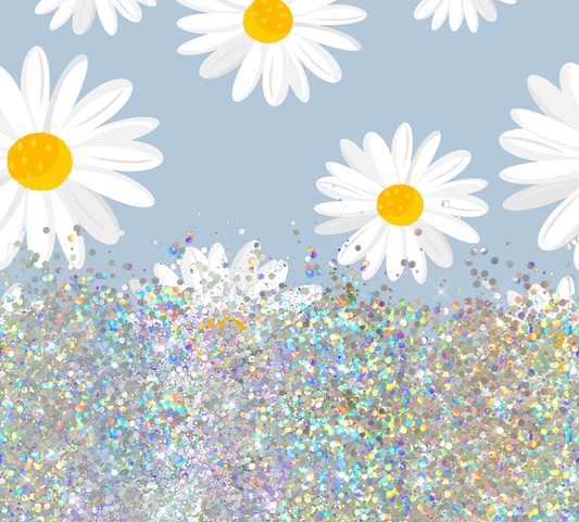 BLUE FLORAL PRINT CUP GLITTER PEN/CUP COMBO