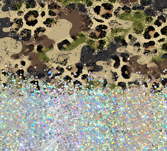 CAMO ANIMAL PRINT CUP GLITTER PEN/CUP COMBO
