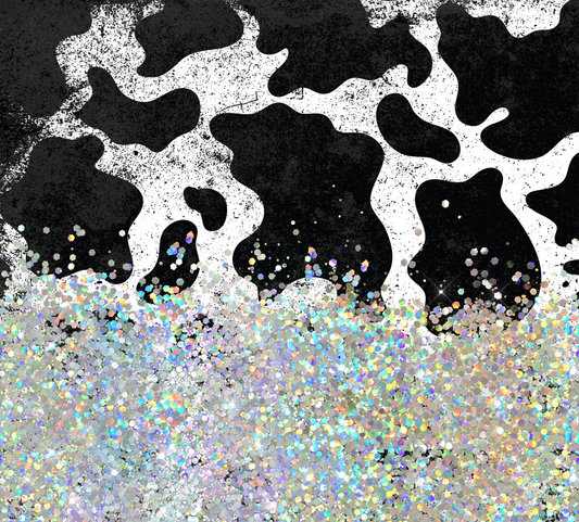 COW PRINT CUP GLITTER PEN/CUP COMBO