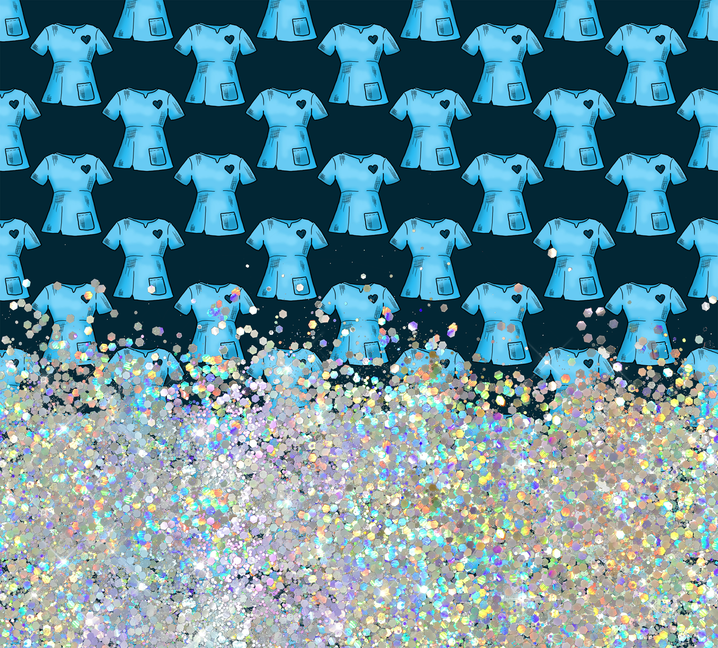 BLUE SHIRT PRINT CUP GLITTER PEN/CUP COMBO