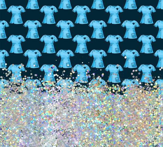 BLUE SHIRT PRINT CUP GLITTER PEN/CUP COMBO