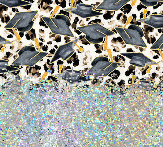 GRADUATION CAP PRINT CUP GLITTER PEN/CUP COMBO