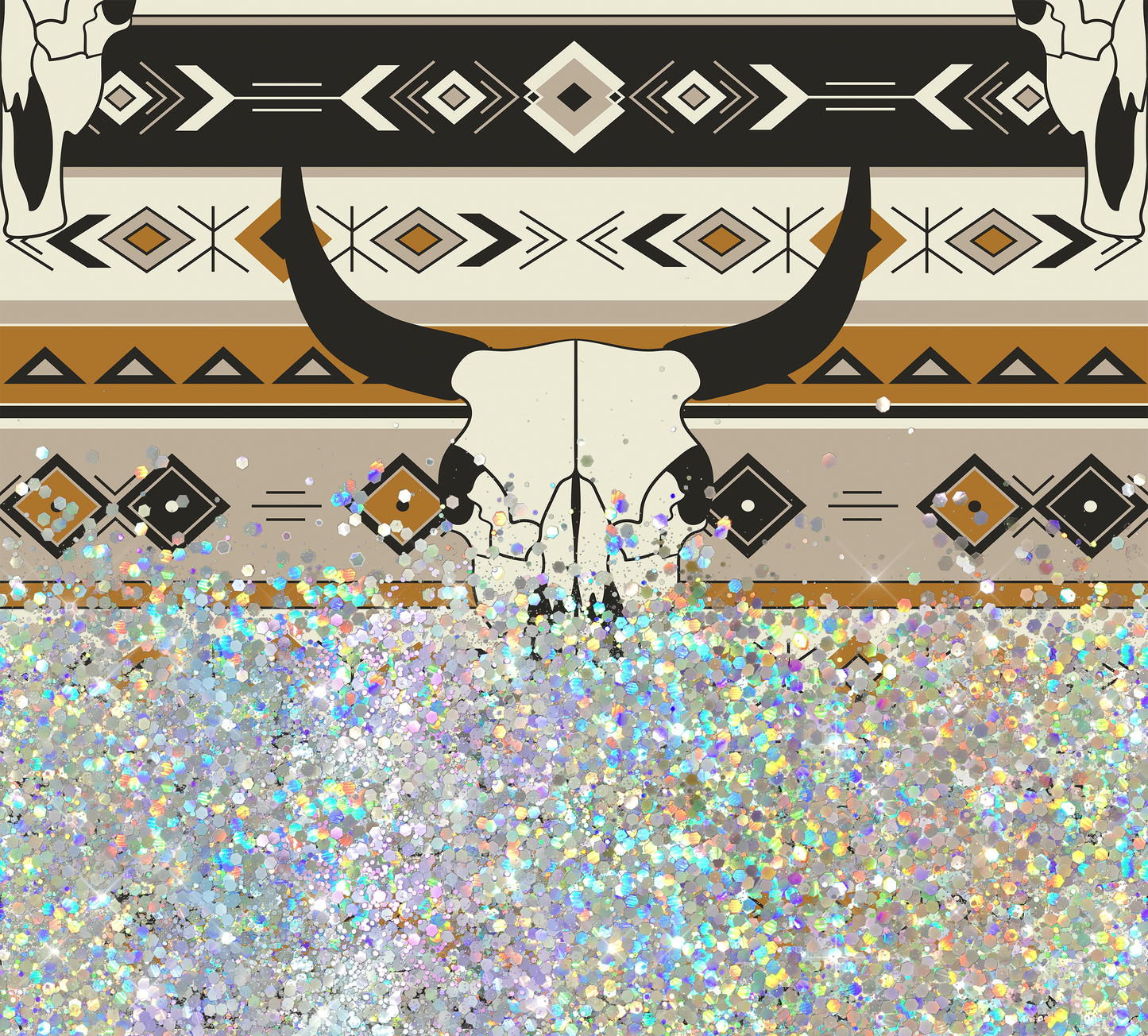 COW SKULL GLITTER PEN/CUP COMBO