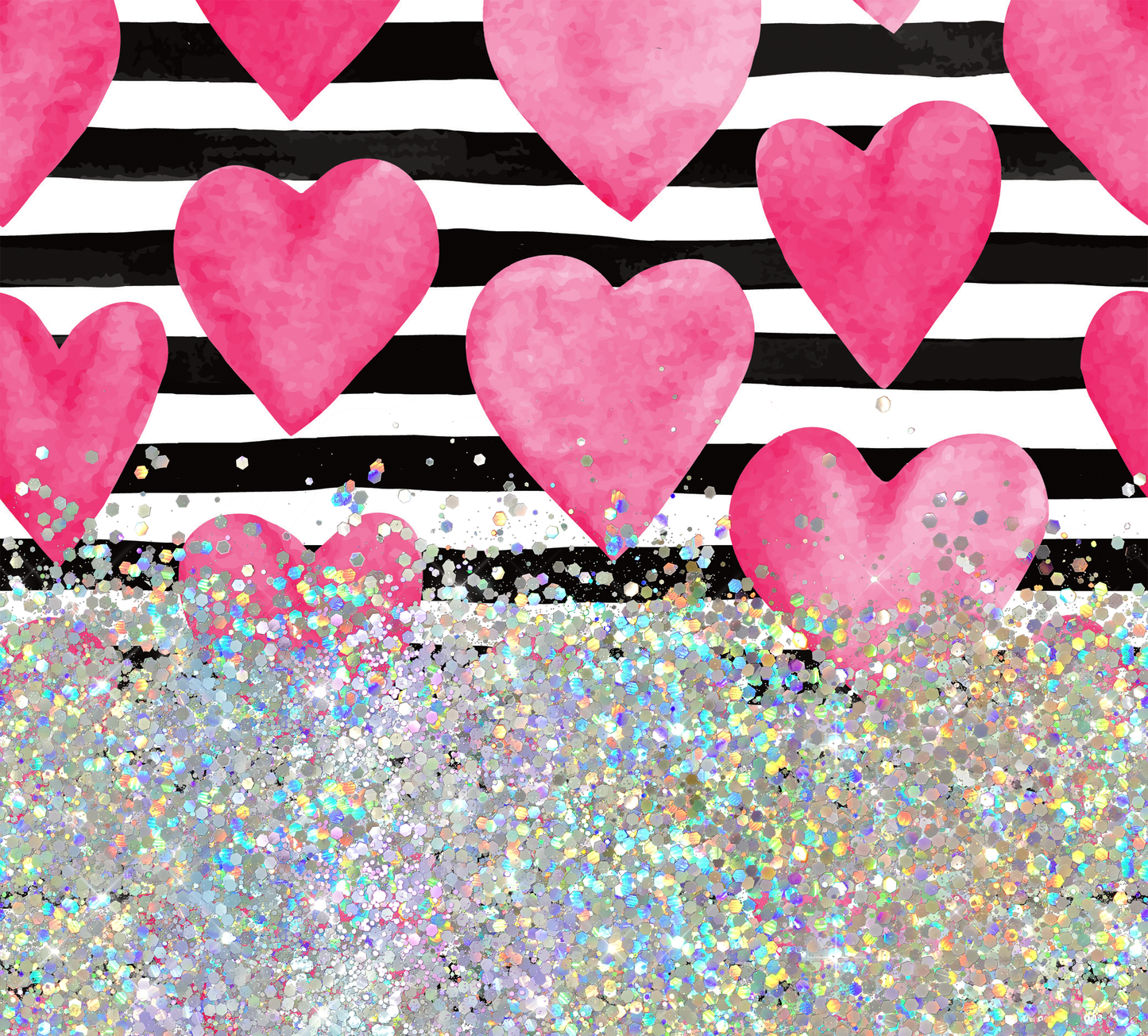 PINK HEART STRIPED GLITTER PEN/CUP COMBO