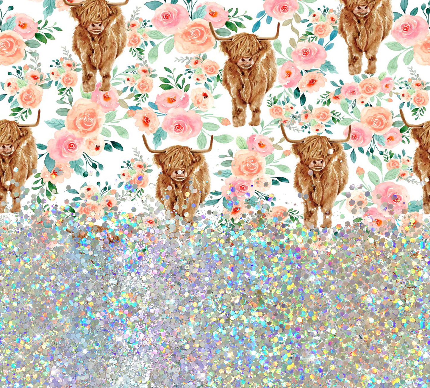 HIGHLAND COW PRINT GLITTER PEN/CUP COMBO
