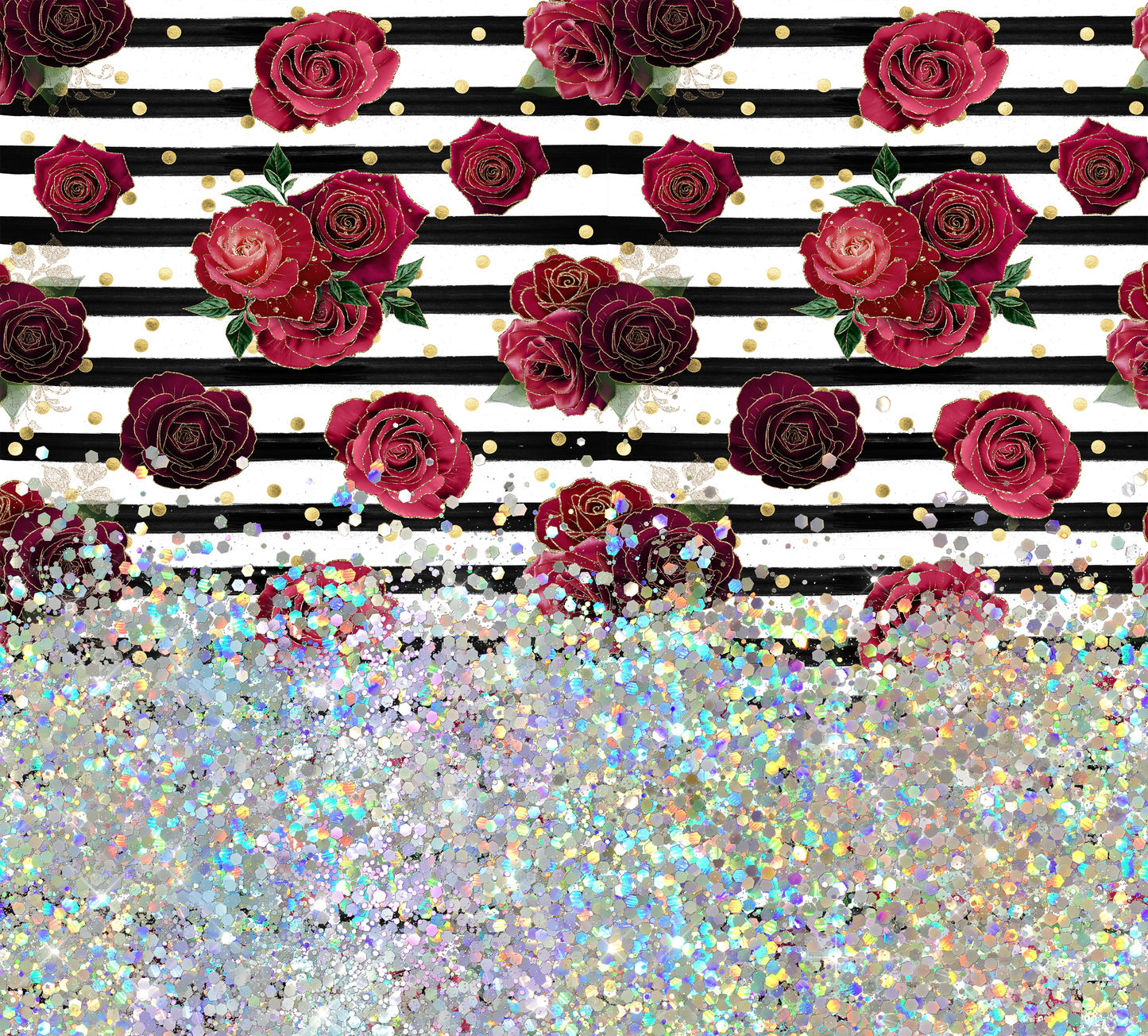 STRIPED RED ROSE GLITTER PEN/CUP COMBO