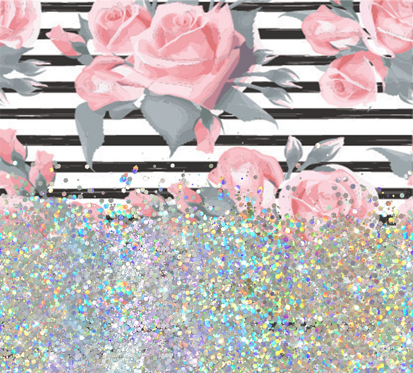 ROSE PRINT CUP GLITTER PEN/CUP COMBO