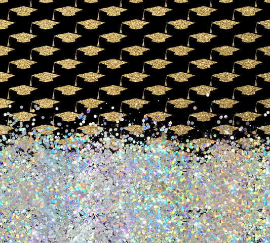 GOLD GRADUATION CAPS WITH GLITTER PEN/CUP COMBO