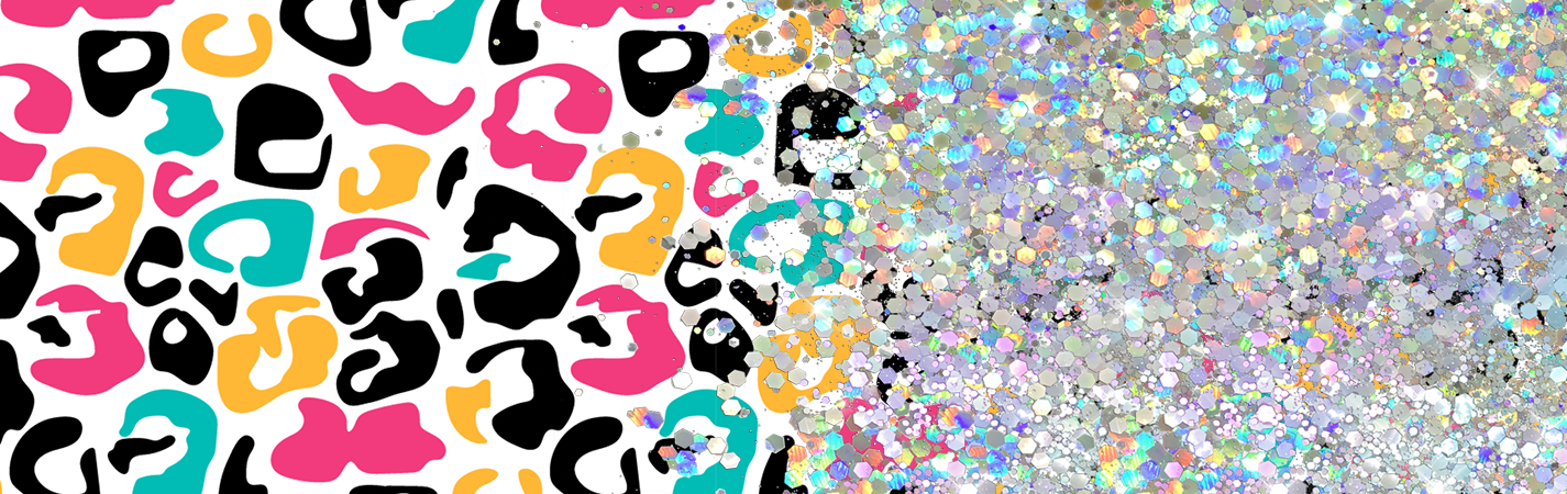 MULTI COLORED LEOPARD GLITTER PEN/CUP COMBO