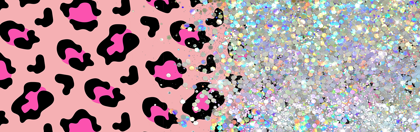 PINK PRINT CUP GLITTER PEN/CUP COMBO