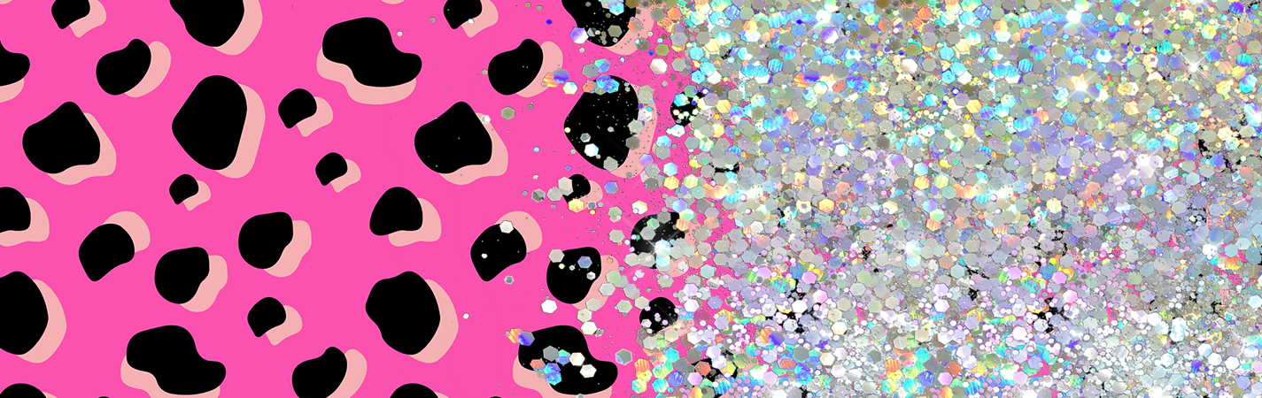 HOT PINK PRINT CUP GLITTER PEN/CUP COMBO
