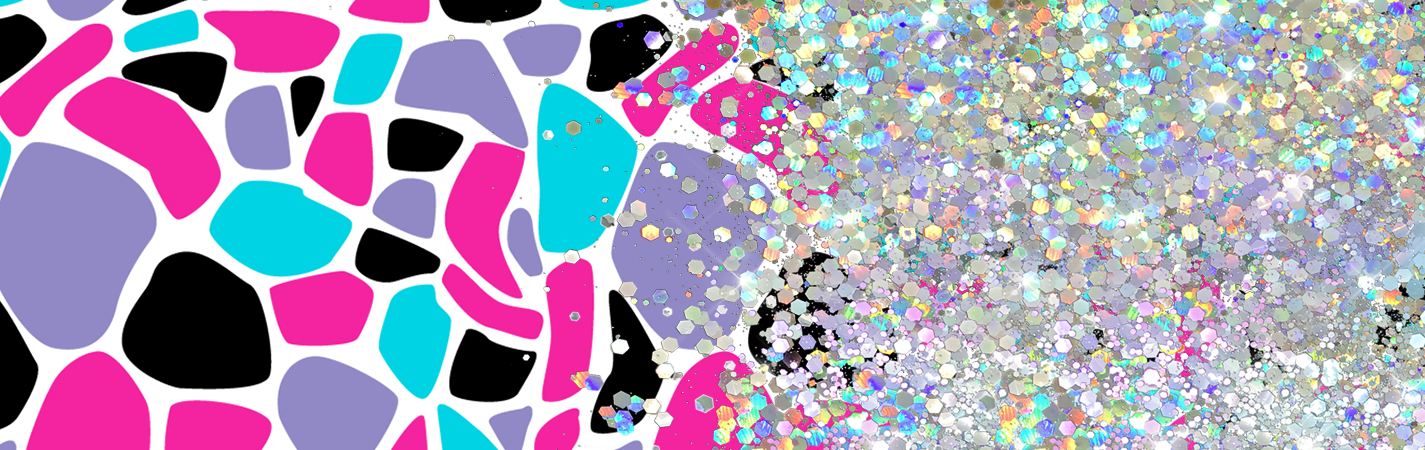 MULTI COLORED PRINT CUP GLITTER PEN/CUP COMBO