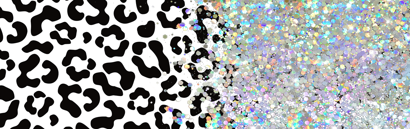 BLACK LEOPARD PRINT GLITTER PEN/CUP COMBO