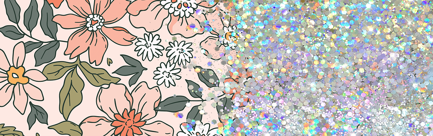 BOHO FLORAL GLITTER PEN/CUP COMBO