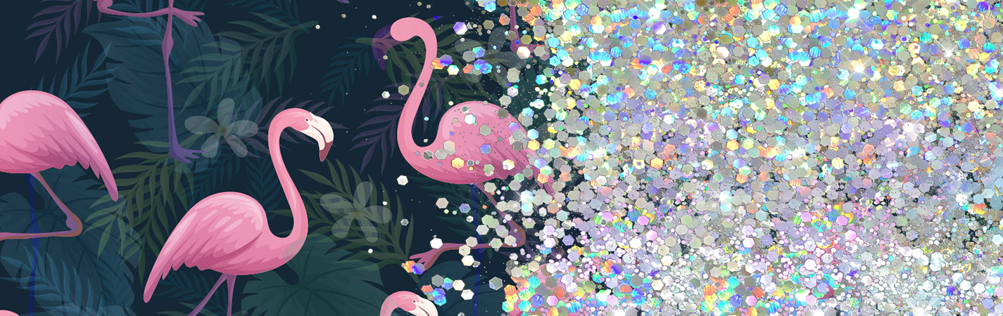 FLAMINGO PRINT CUP GLITTER PEN/CUP COMBO
