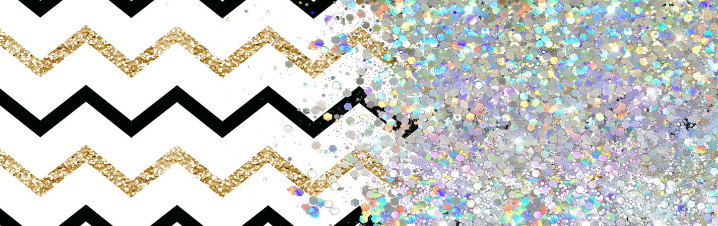 CHEVRON PRINT GLITTER PEN/CUP COMBO