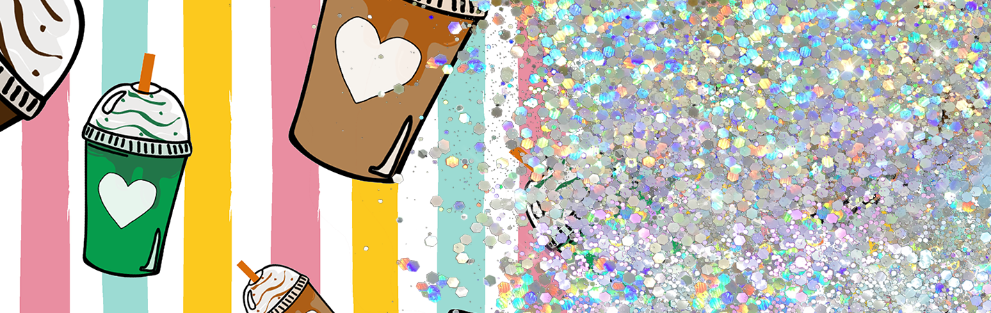 ICED COFFEE CUP GLITTER PEN/CUP COMBO