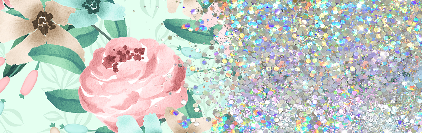 FLORAL GLITTER PEN/CUP COMBO