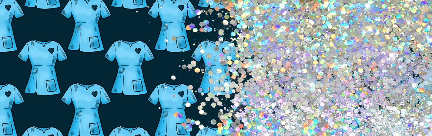 BLUE SHIRT PRINT CUP GLITTER PEN/CUP COMBO