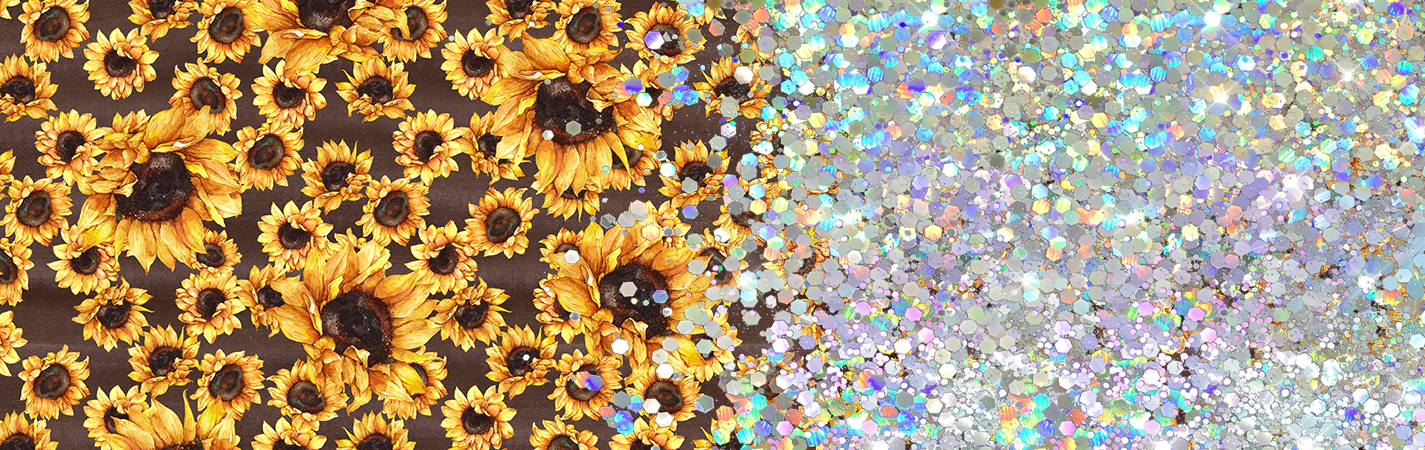 SUNFLOWER PRINT CUP GLITTER PEN/CUP COMBO