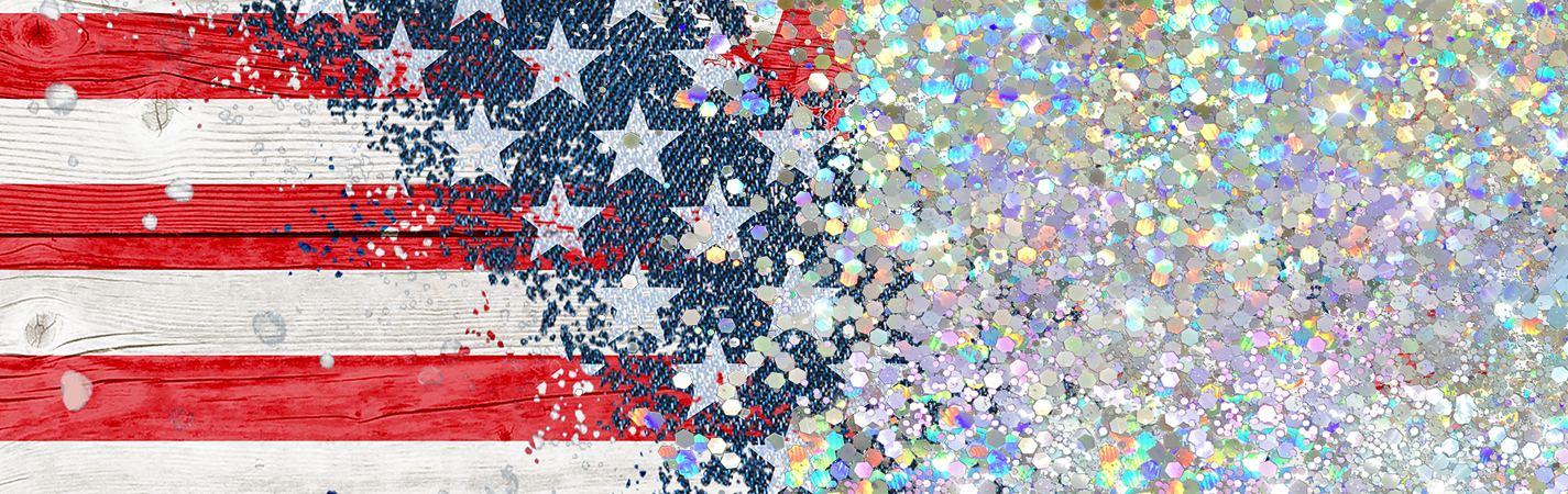 AMERICAN FLAG PRINT CUP GLITTER PEN/CUP COMBO