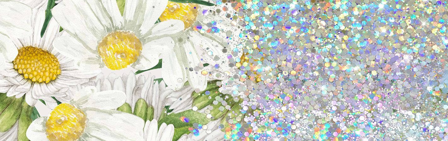 DAISY PRINT CUP GLITTER PEN/CUP COMBO