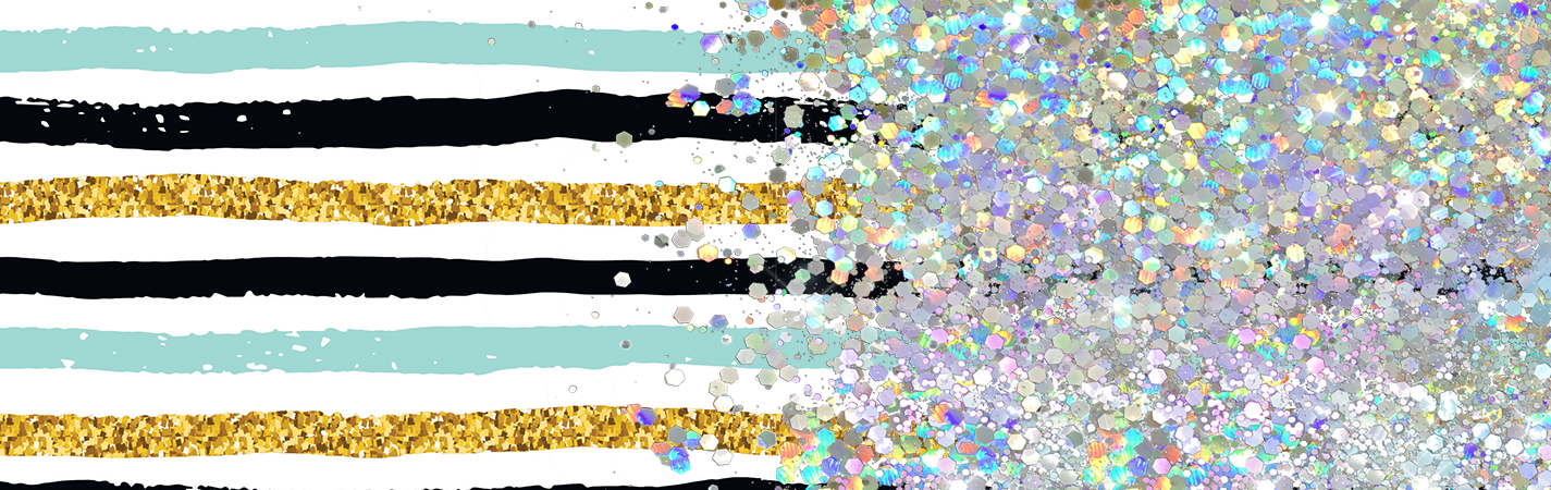 MULTI STRIPED GLITTER PEN/CUP COMBO