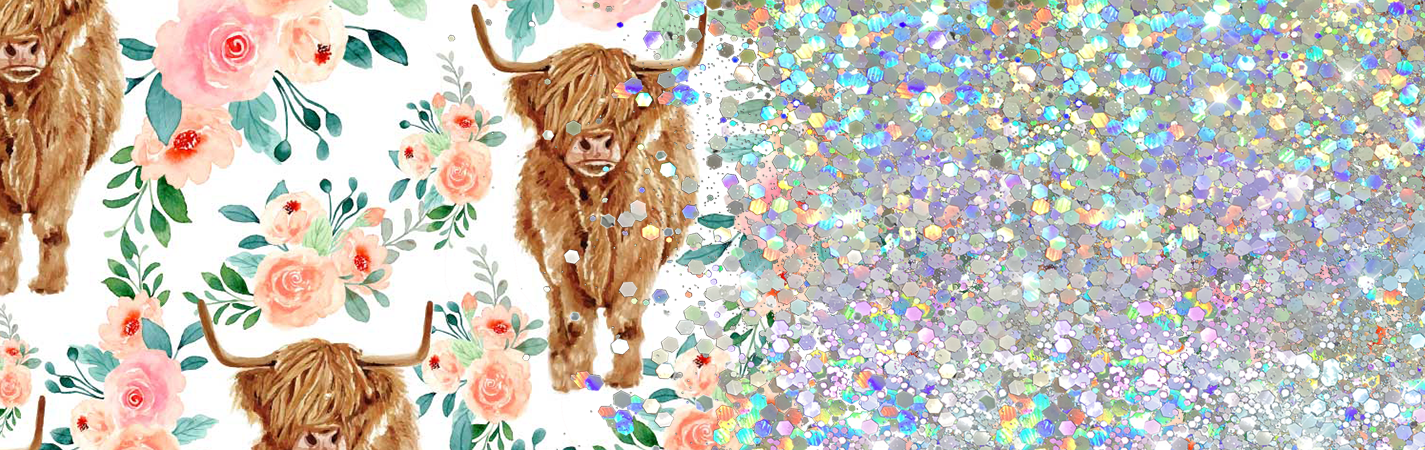 HIGHLAND COW PRINT GLITTER PEN/CUP COMBO