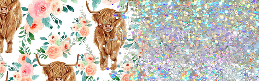 HIGHLAND COW PRINT GLITTER PEN/CUP COMBO
