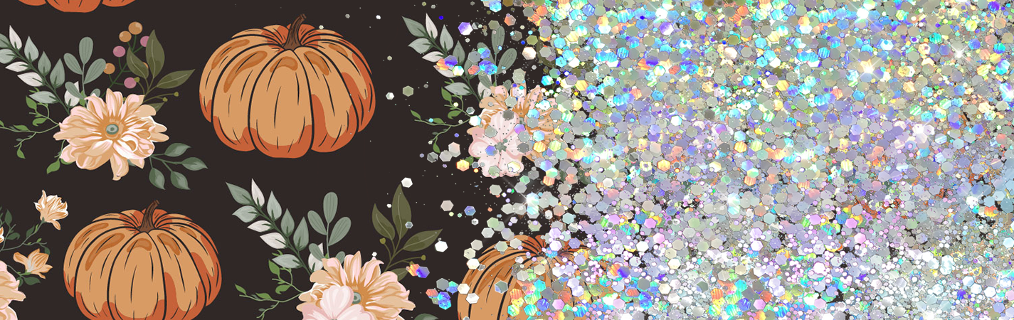 RUSTIC PUMPKIN FLORAL GLITTER PEN/CUP COMBO