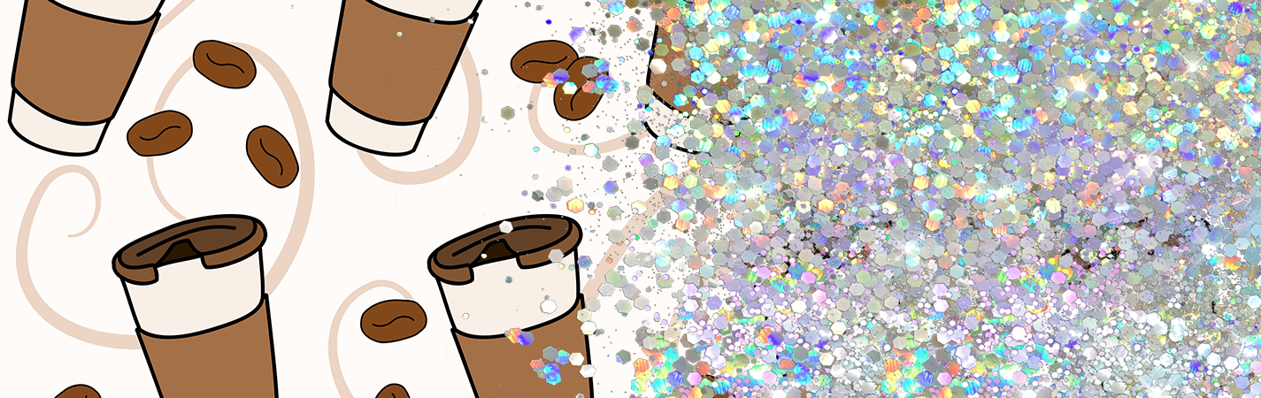 COFFEE CUP GLITTER PEN/CUP COMBO