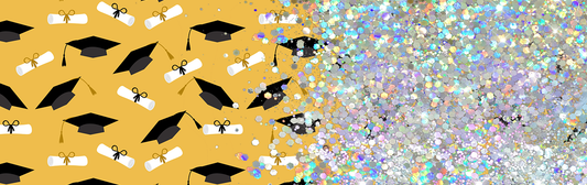 BLACK GRADUATION CAPS WITH DIPLOMAS GLITTER PEN/CUP COMBO