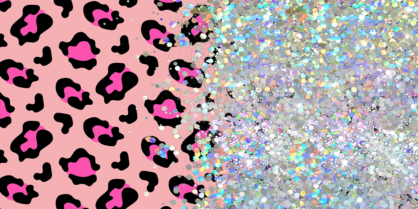 PINK PRINT CUP GLITTER PEN/CUP COMBO