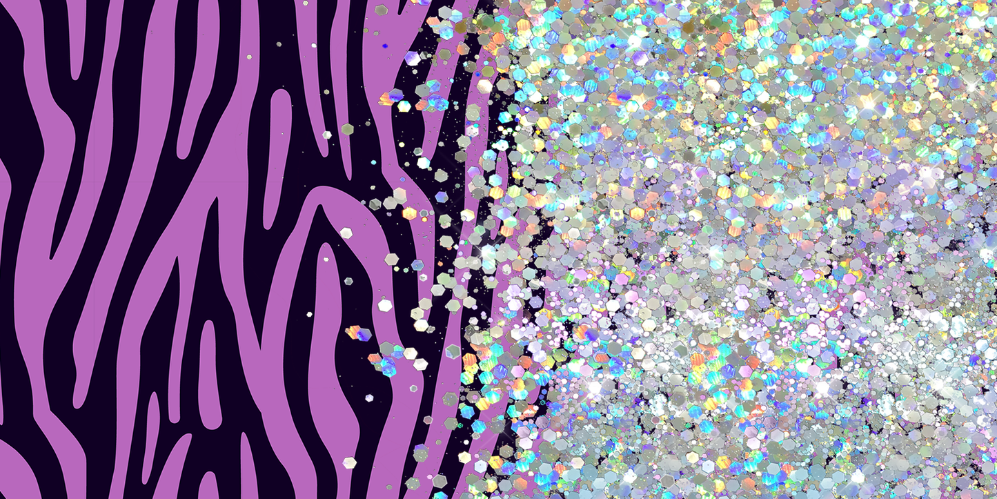 PURPLE PRINT CUP GLITTER PEN/CUP COMBO