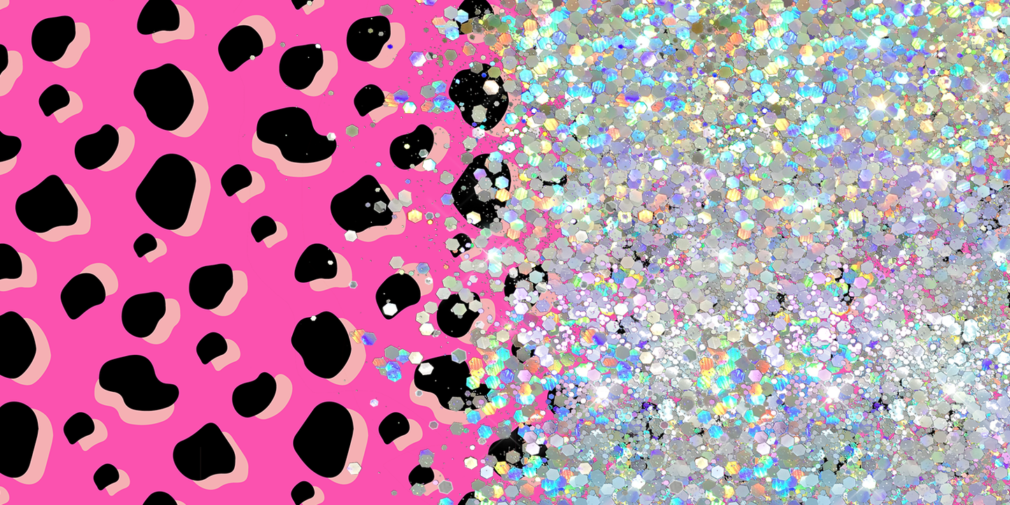 HOT PINK PRINT CUP GLITTER PEN/CUP COMBO