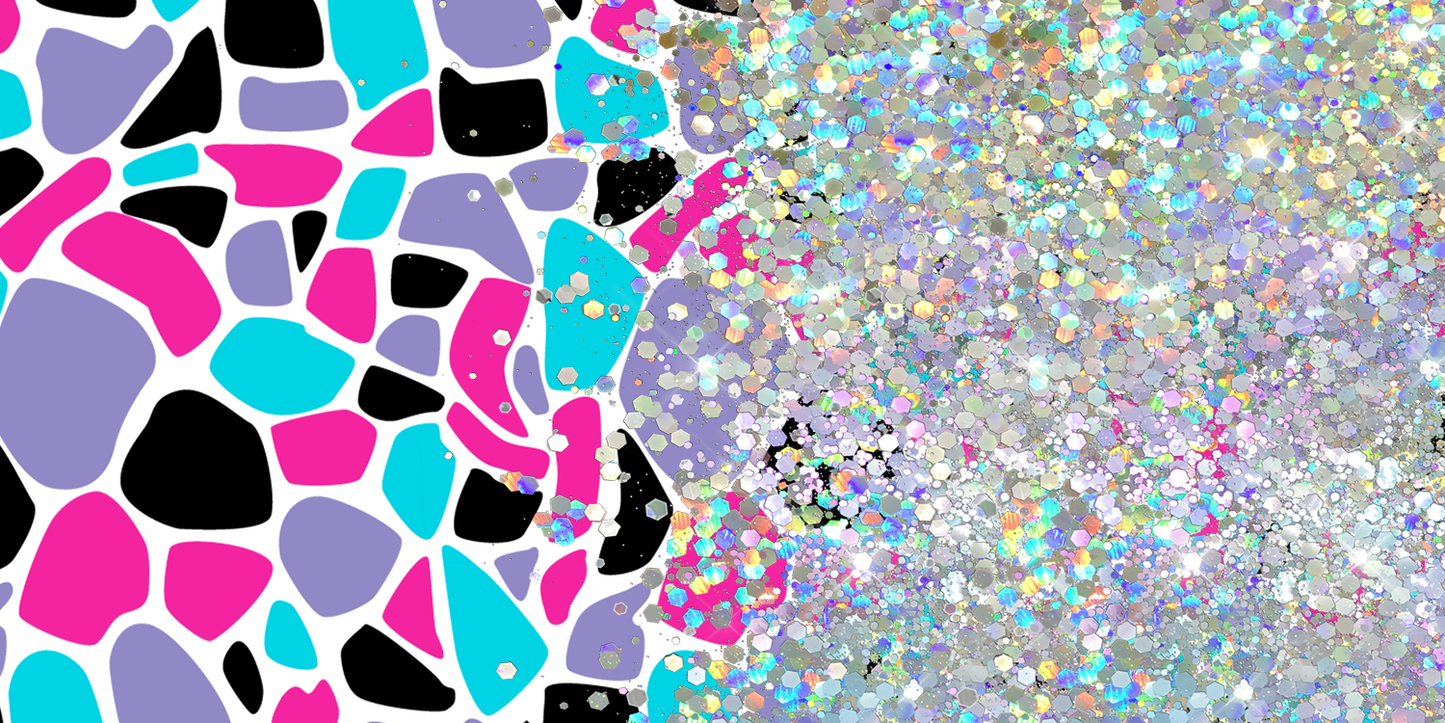 MULTI COLORED PRINT CUP GLITTER PEN/CUP COMBO