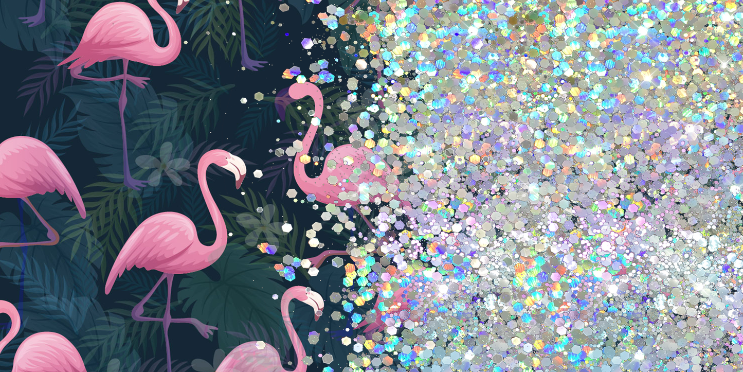 FLAMINGO PRINT CUP GLITTER PEN/CUP COMBO