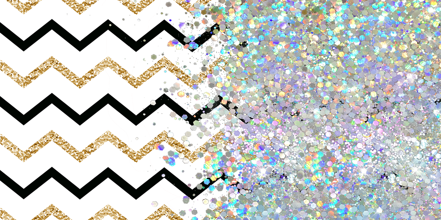 CHEVRON PRINT GLITTER PEN/CUP COMBO